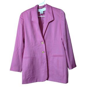 Escada Women's Size 36 Pink Button Front Wool Blazer Jacket READ